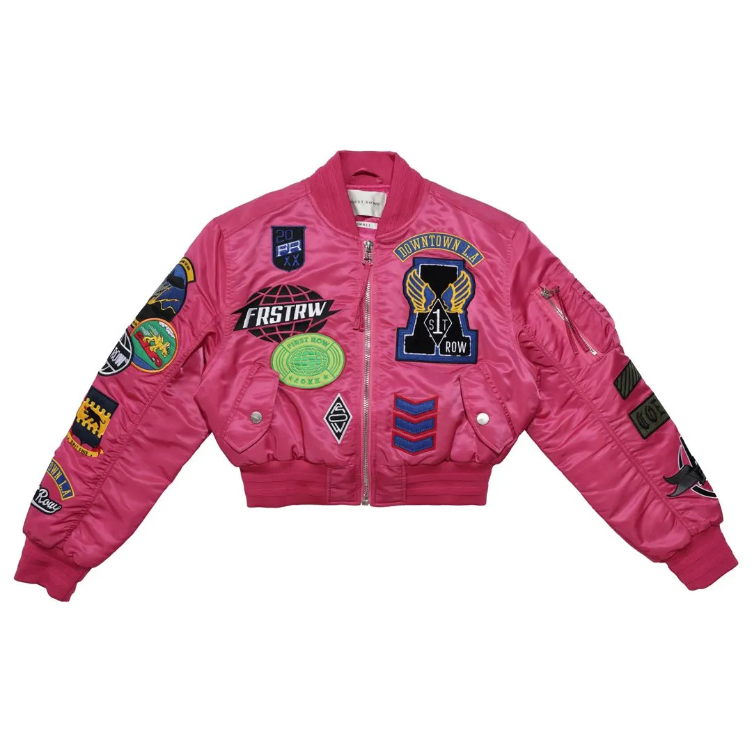 First Row Coexist Multi Patches  Pink Women's Jacket