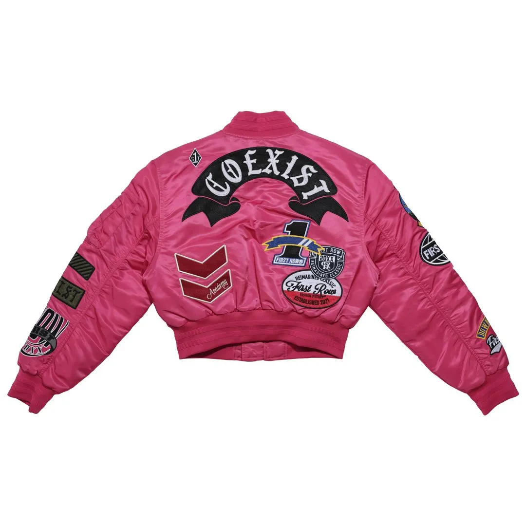 First Row Coexist Multi Patches  Pink Women's Jacket