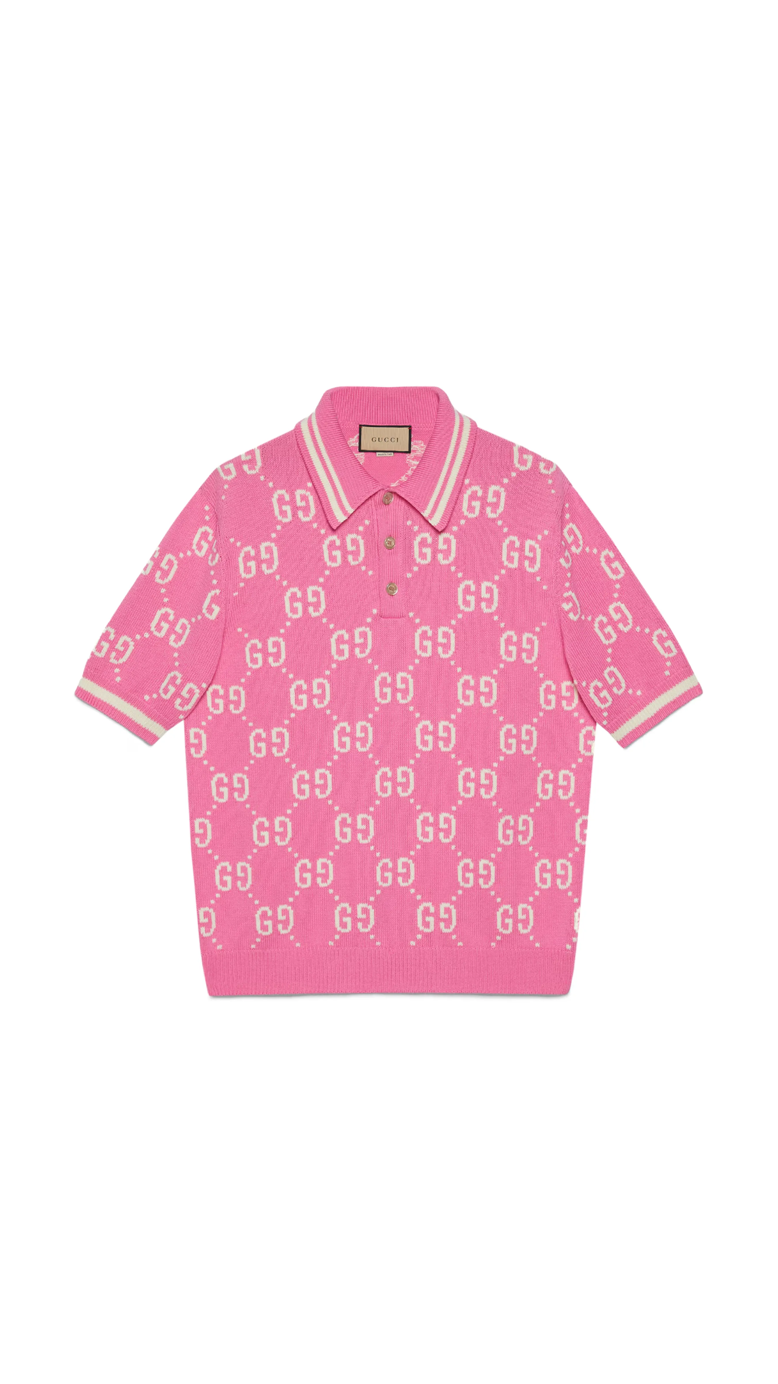 GG Cotton Intarsia Polo - Pink