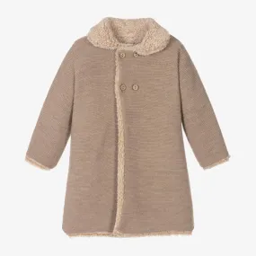 Girls Brown Knitted Coat