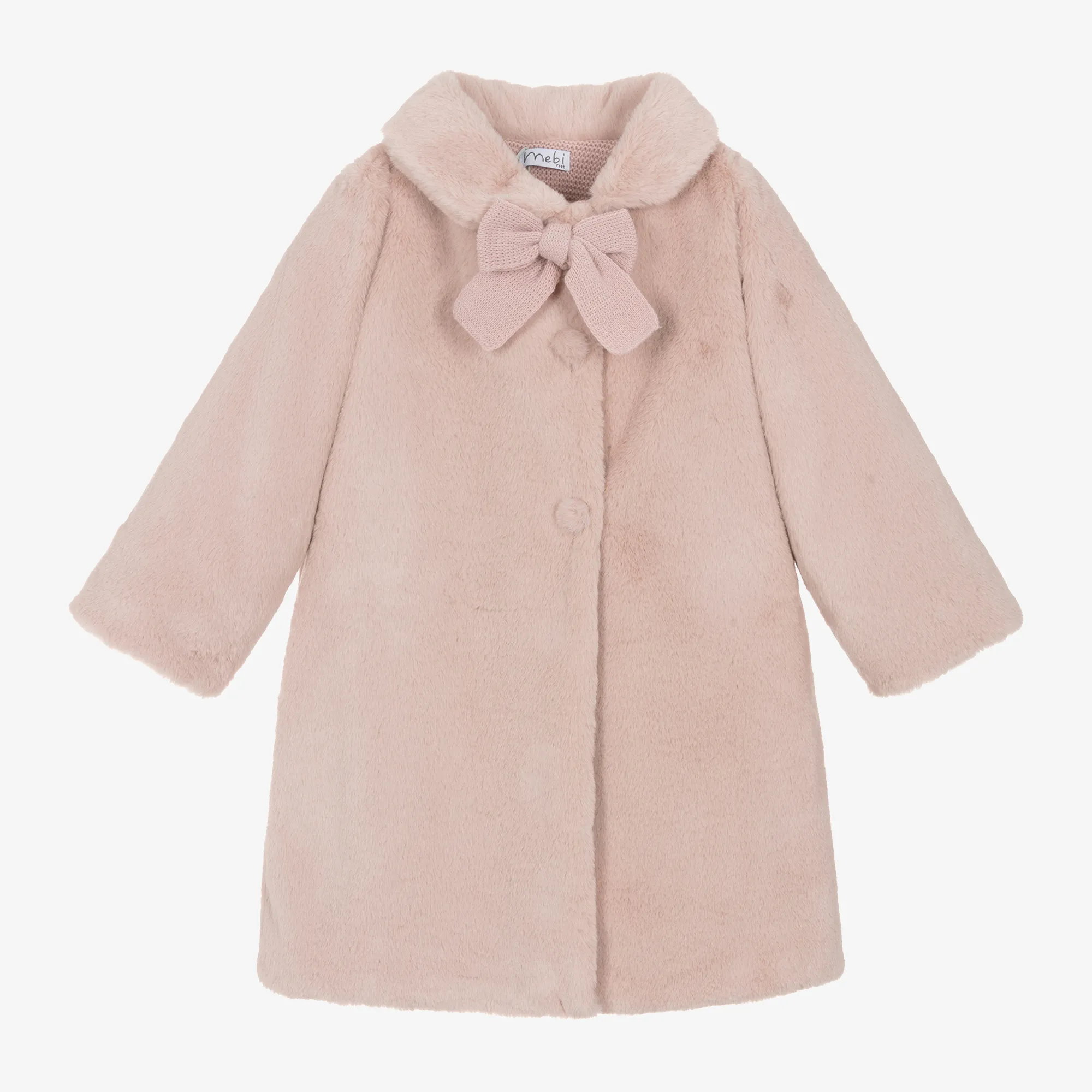 Girls Pink Faux Fur Coat