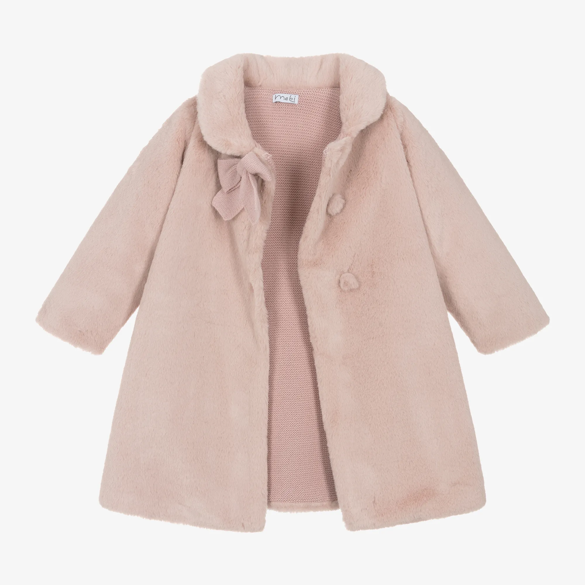 Girls Pink Faux Fur Coat