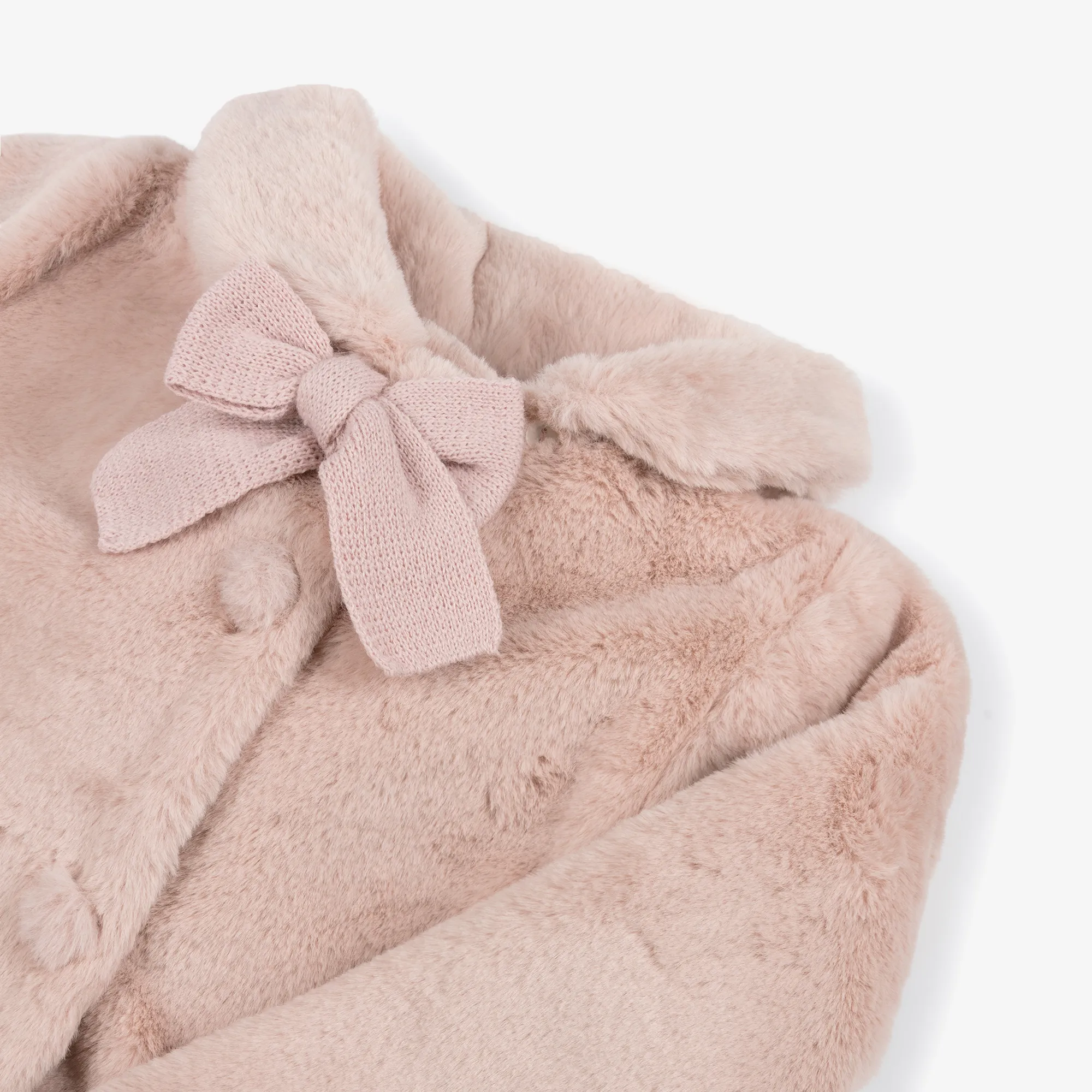 Girls Pink Faux Fur Coat