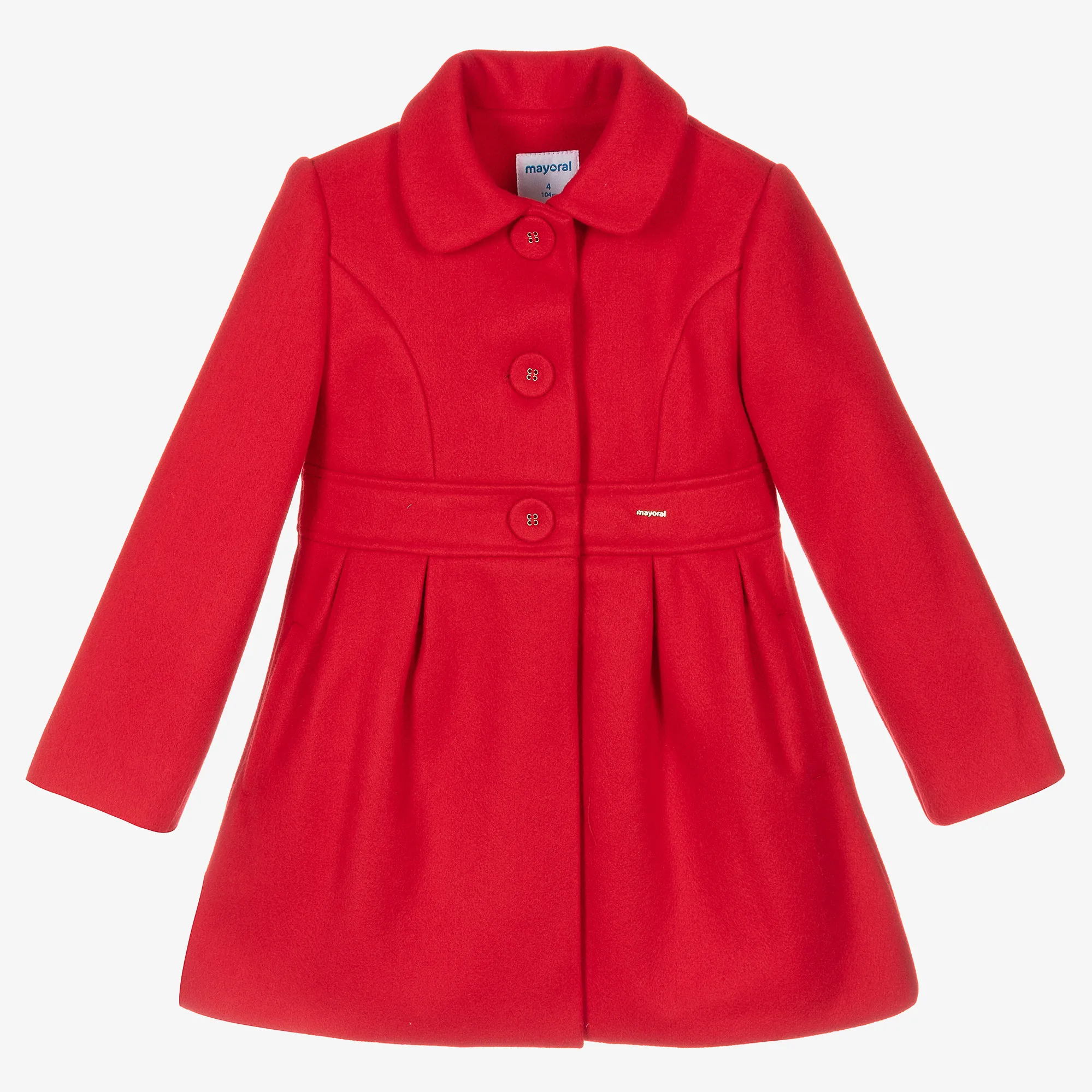 Girls Red Felted Coat