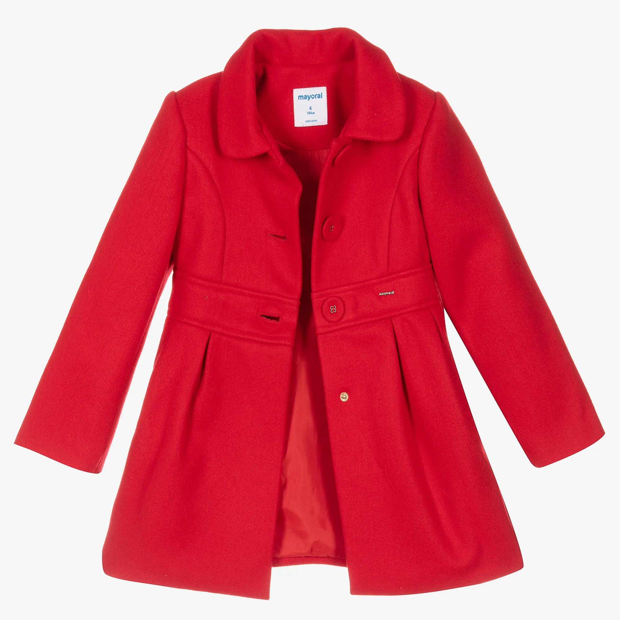 Girls Red Felted Coat