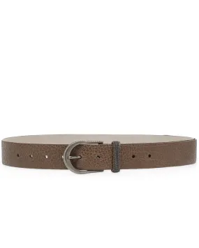 Glossy Hammered Calfskin Belt in Medium Brown