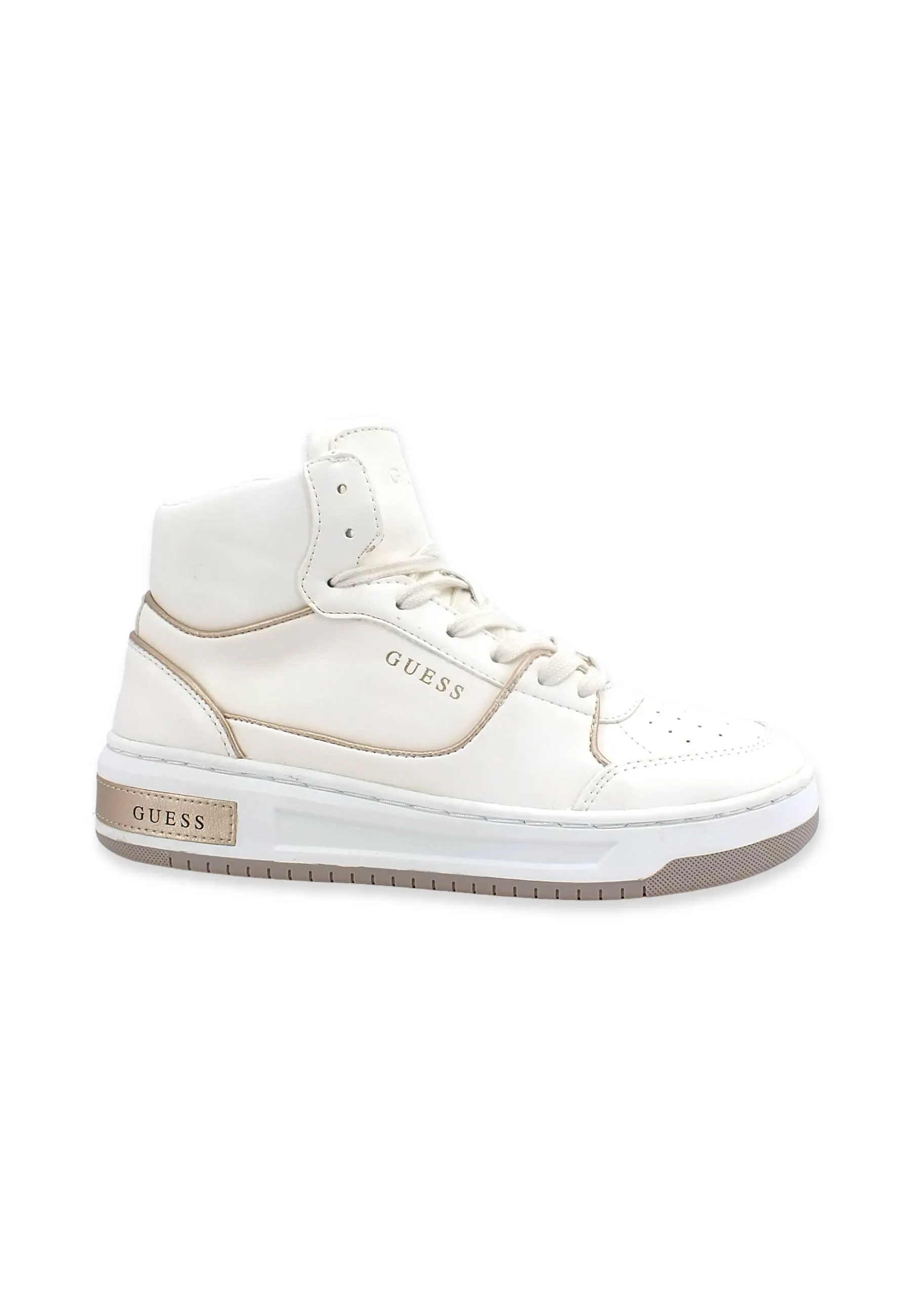 GUESS Sneaker Mid Donna White Gold FL8TULSMA12