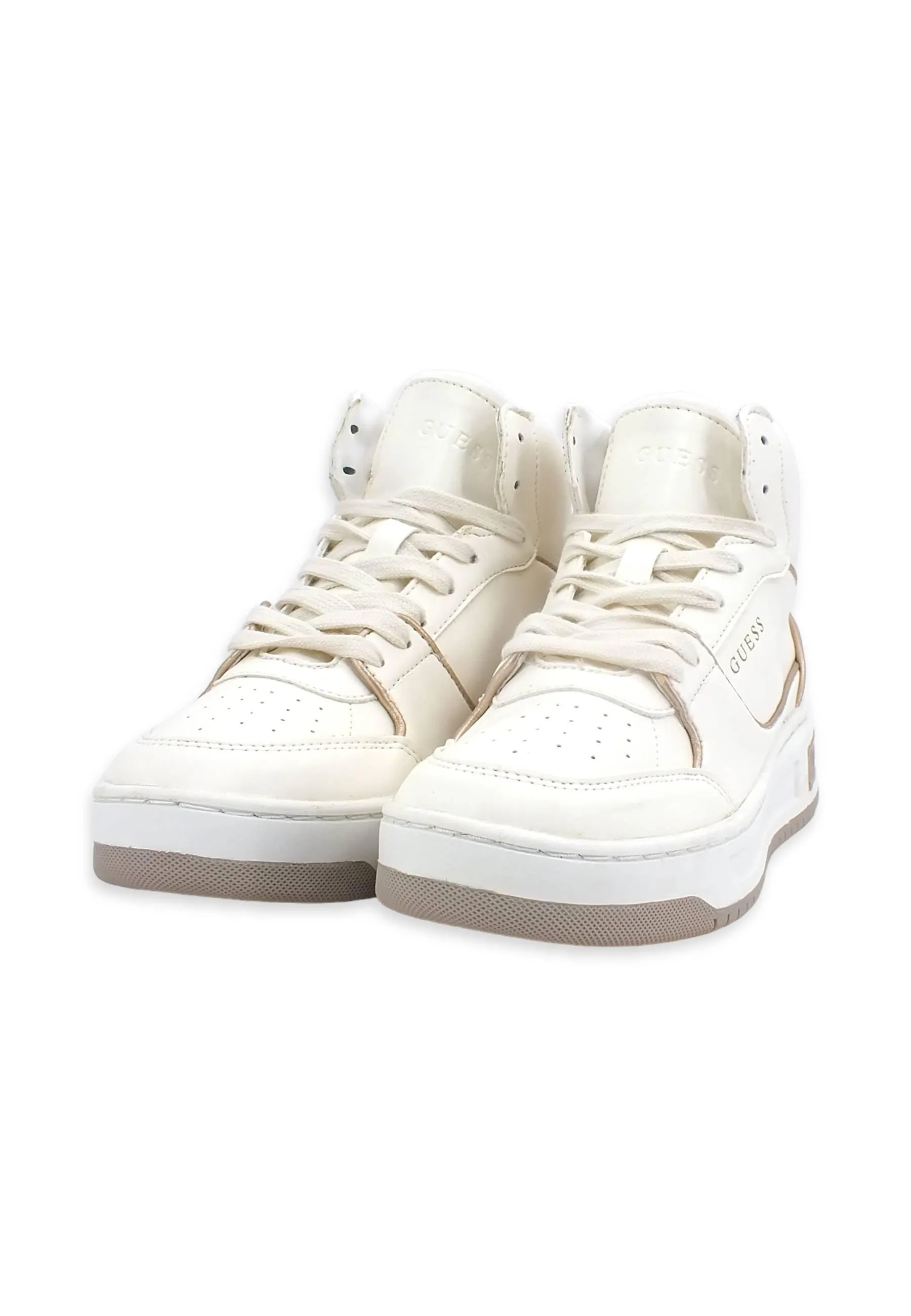 GUESS Sneaker Mid Donna White Gold FL8TULSMA12