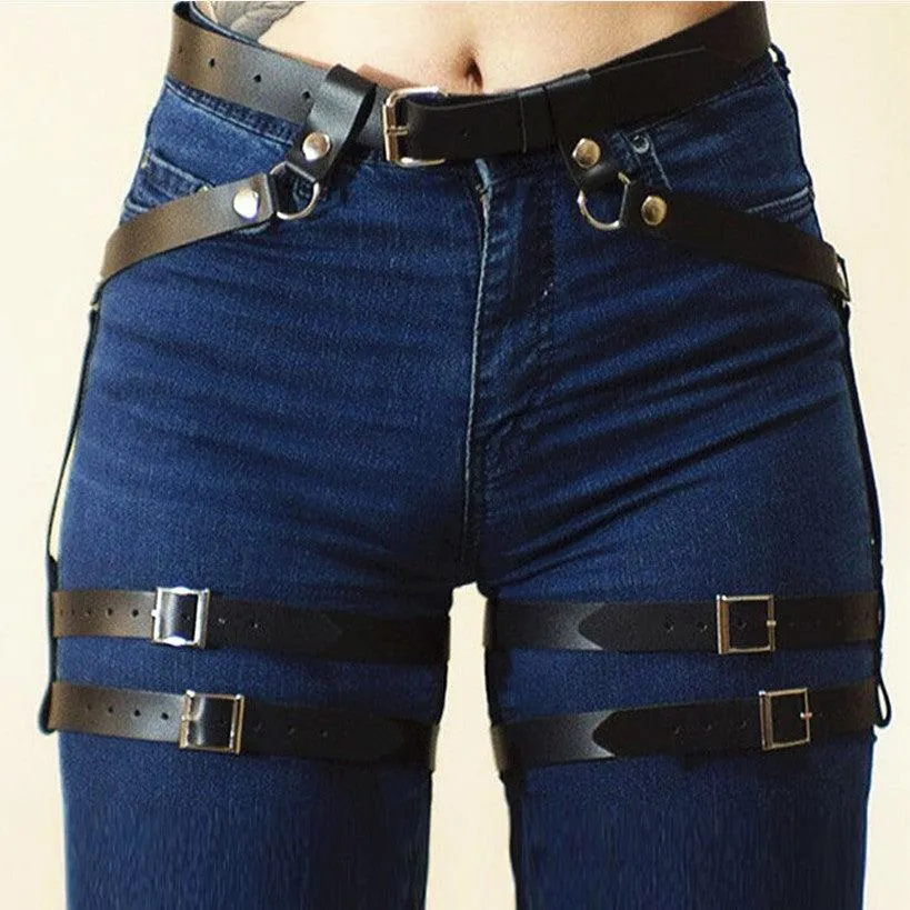 Hand-made trendy Punk. Binding belt leg ring