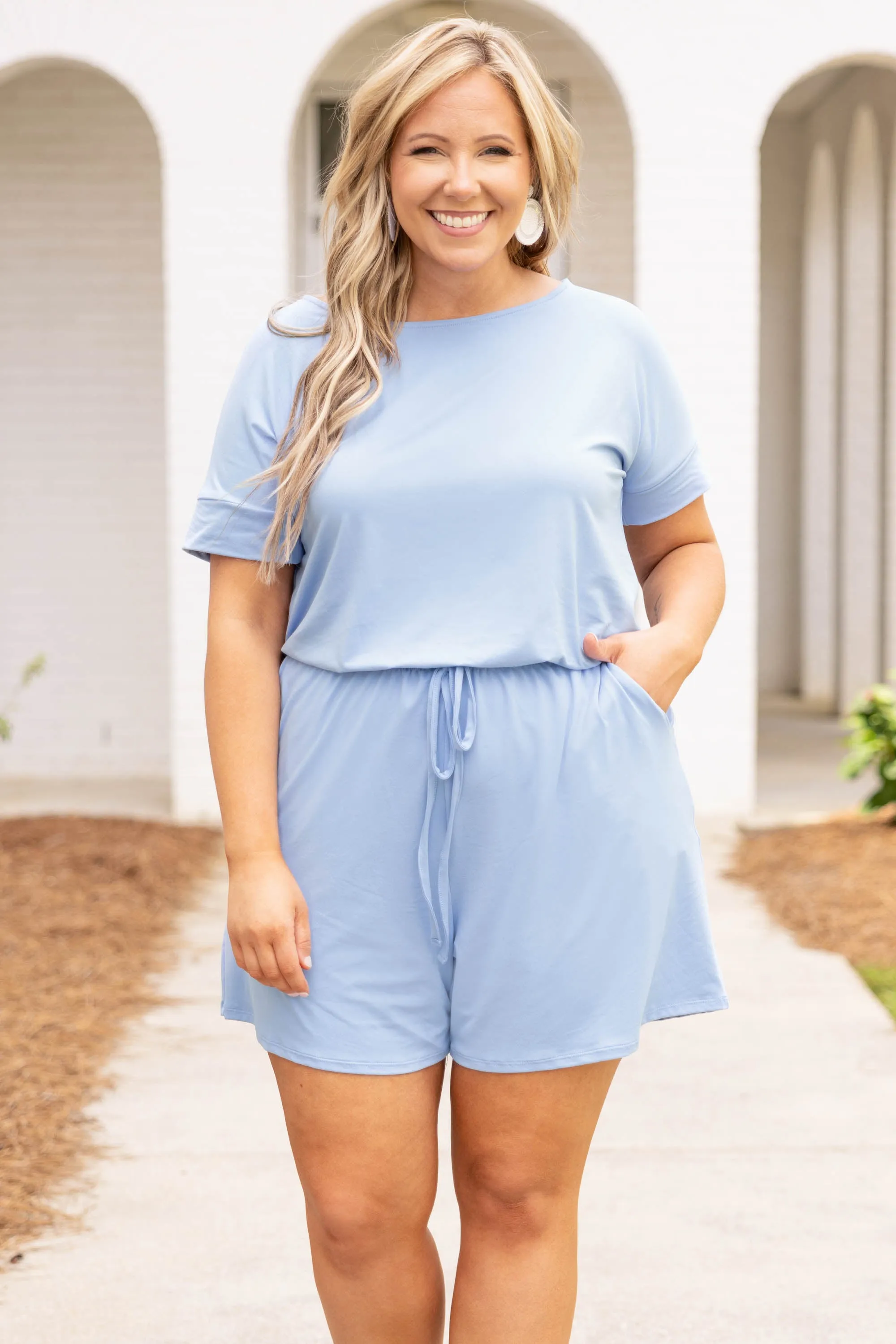 Happiness Blooms Romper, Spring Blue