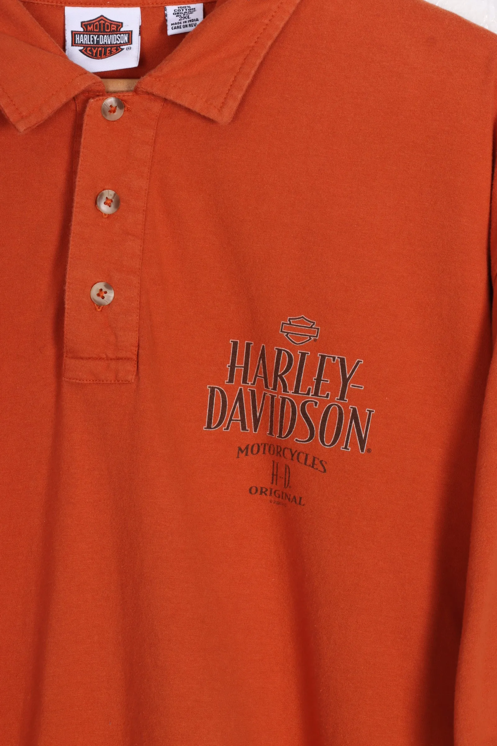 HARLEY DAVIDSON Central Maine Orange Collared Tee (XXL)