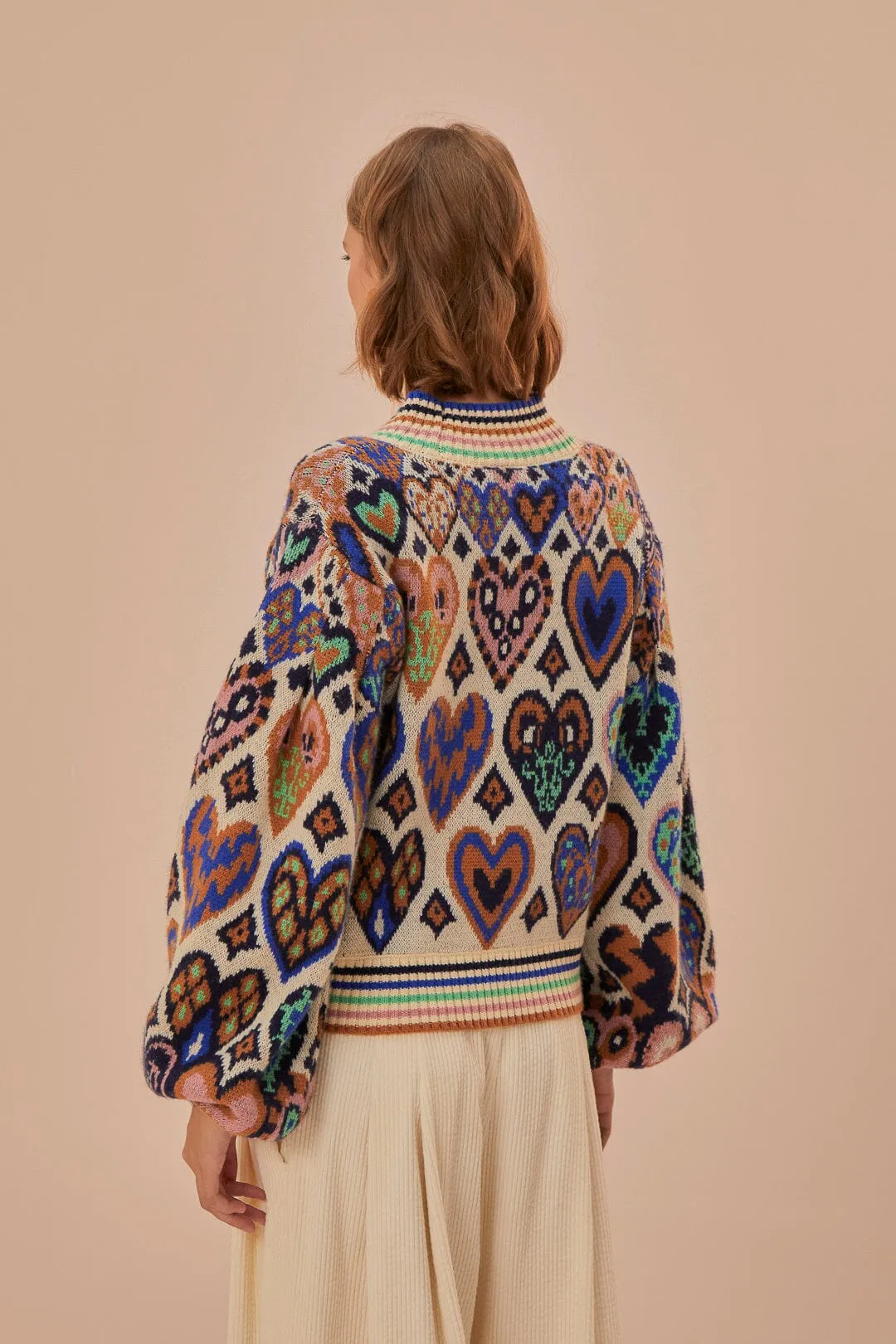 HEARTS IKAT CREAM KNIT SWEATER