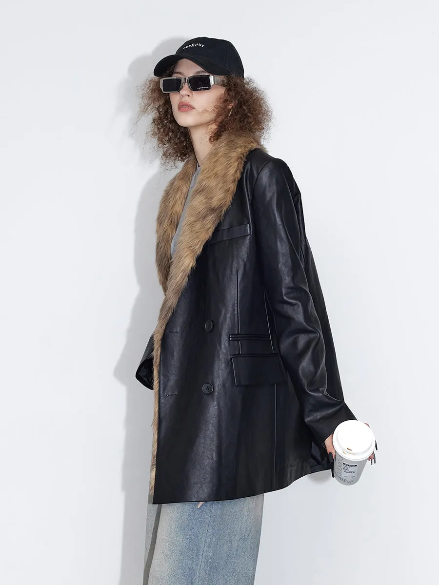 High-End Leather Gur Long-Coat