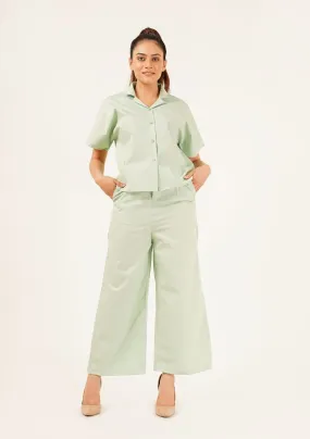 High Waisted Culotte Pant with Pleat - light green