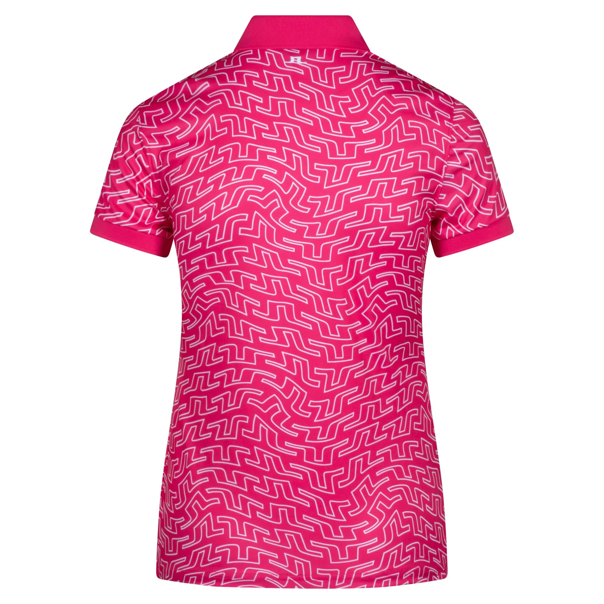 J Lindeberg Tour Tech Print Ladies Golf Polo Azalea Outline Bridge