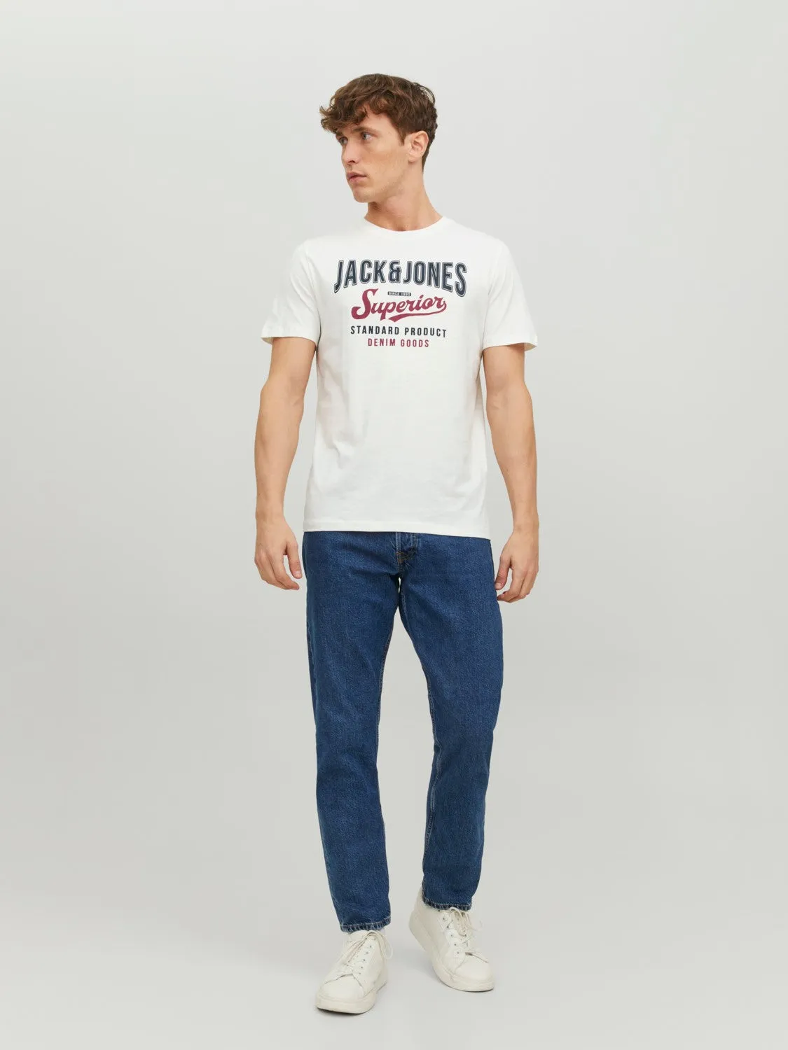 Jack & Jones Mens Printed 'JJELOGO Tee' Crew Neck T-Shirt