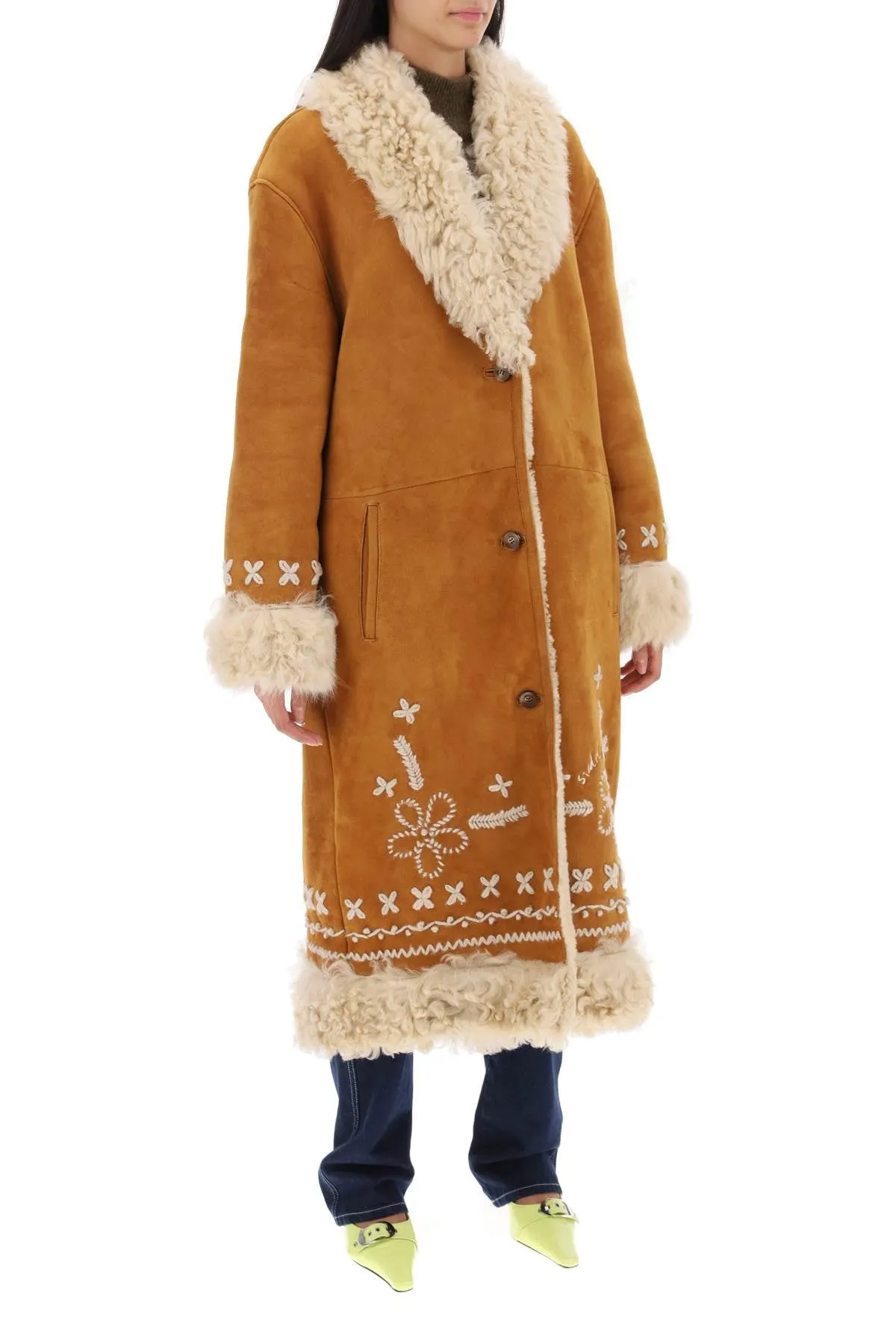 Keny Embroidered Shearling Coat