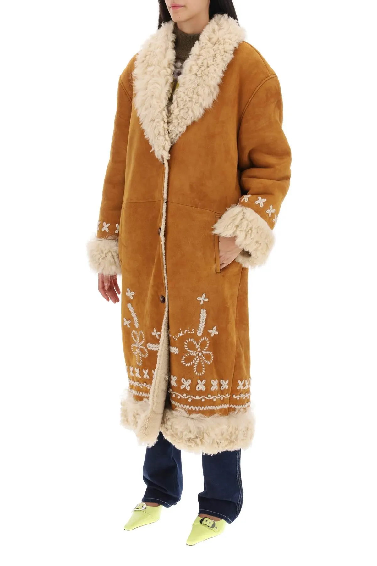 Keny Embroidered Shearling Coat