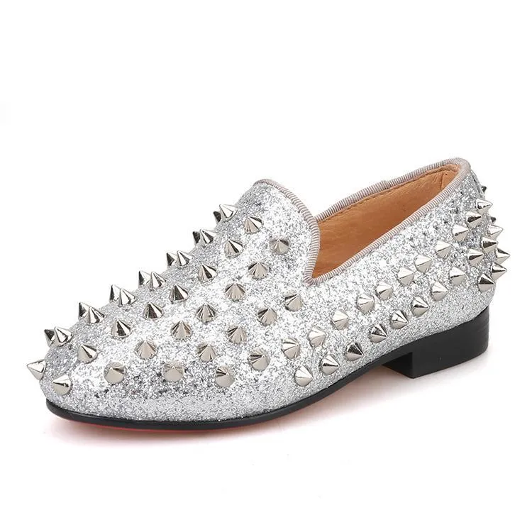 Kid OneDrop Children Spikes Handmade Party Wedding And Prom Loafers