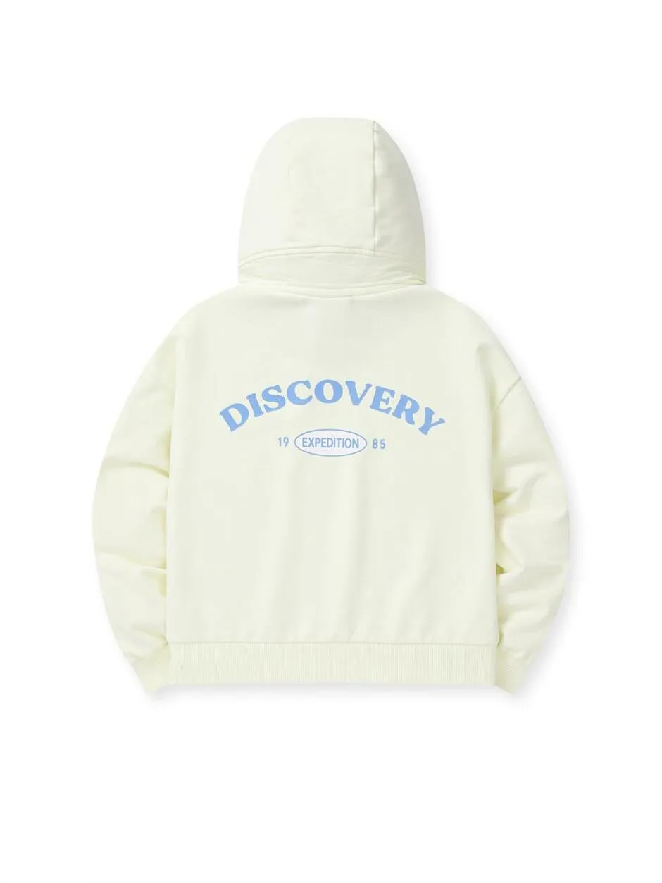 [KIDS] Girl Semi Crop Training Hood Zip-Up L.Cream