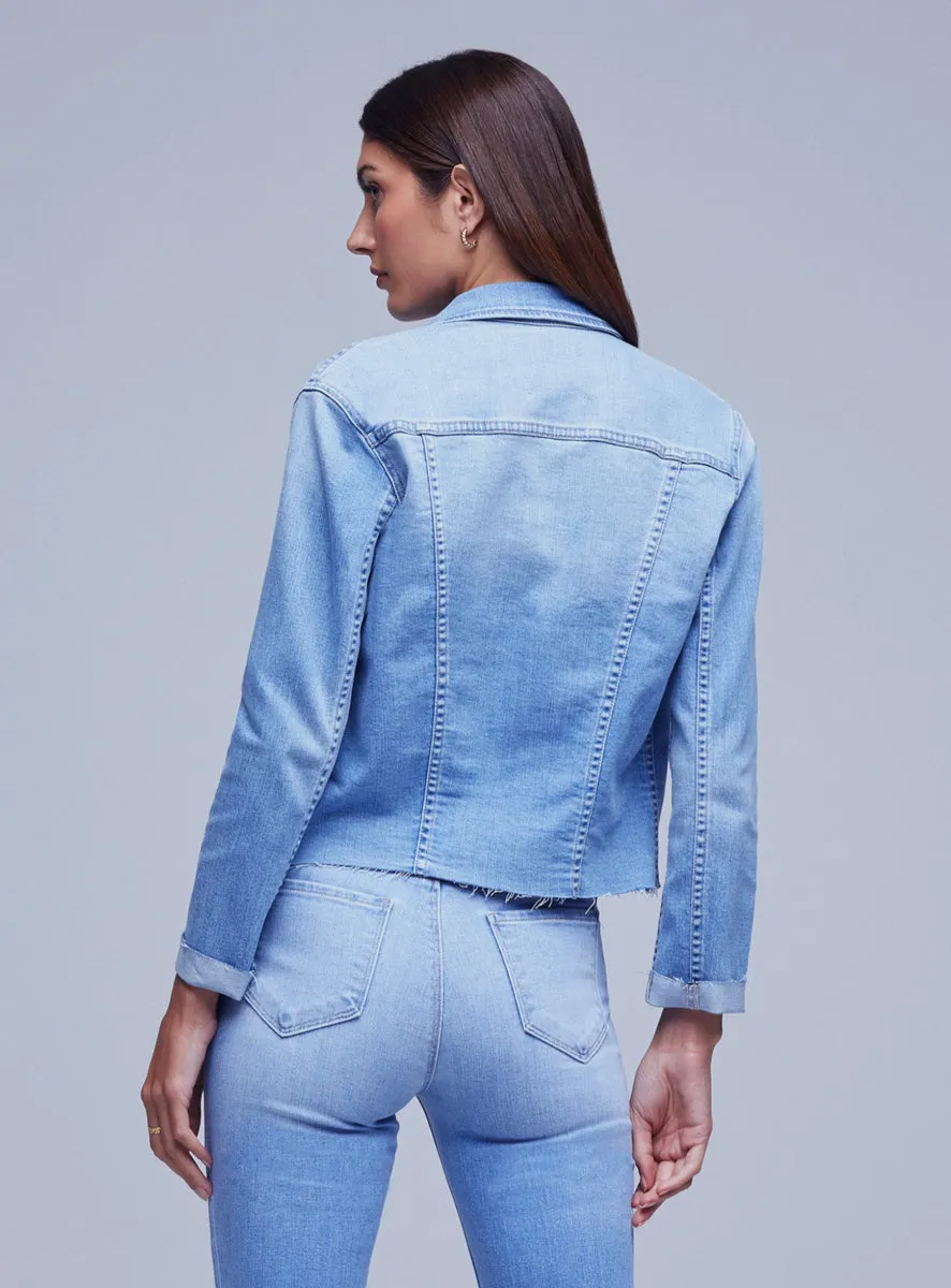 L'AGENCE Janelle Slim Raw Jean Jacket in Omaha