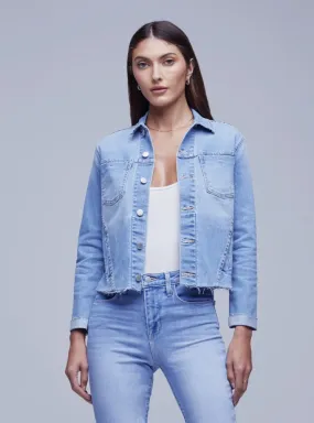 L'AGENCE Janelle Slim Raw Jean Jacket in Omaha