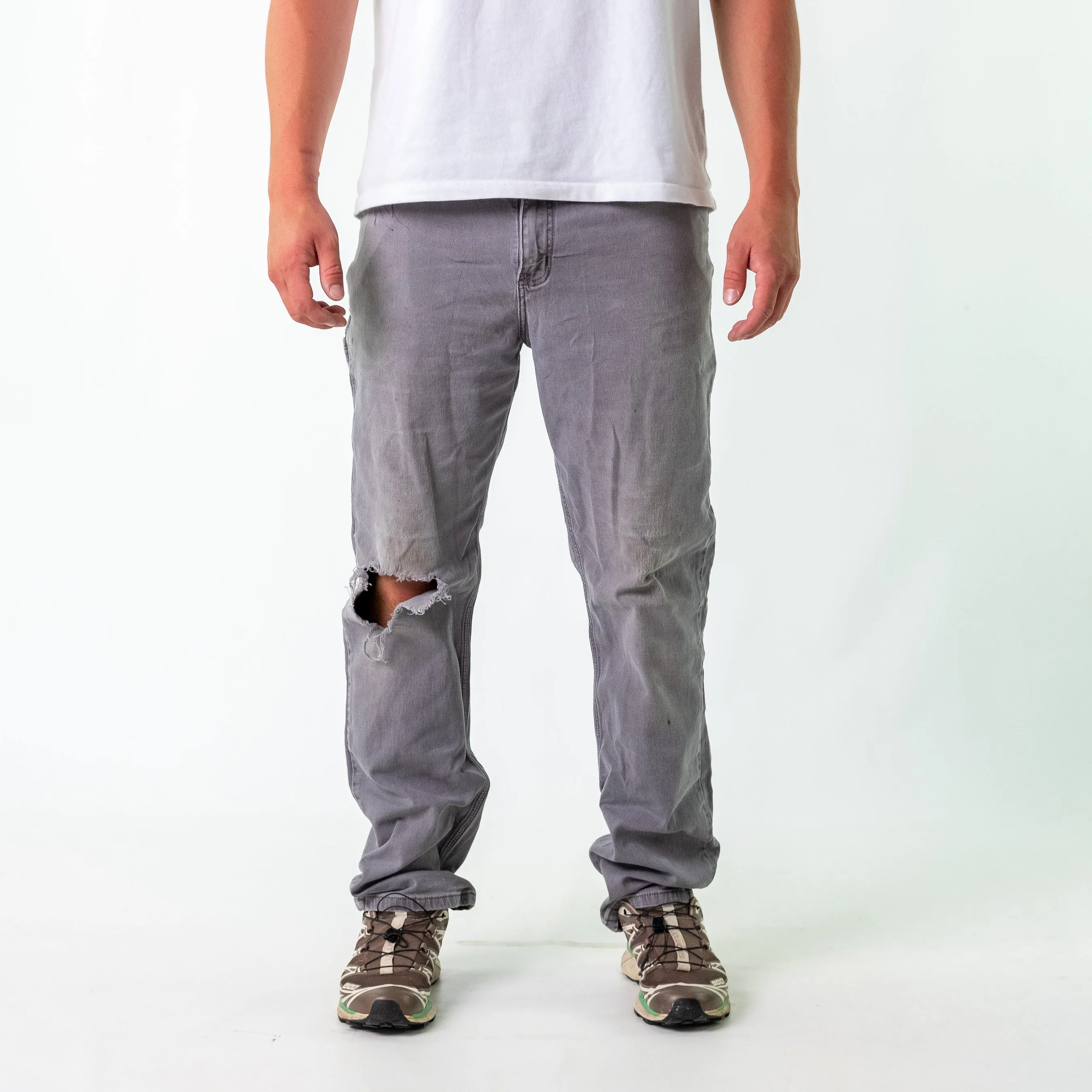 Light Grey y2ks Carhartt Canvas Carpenter Jeans Baggy Pants (36x32)