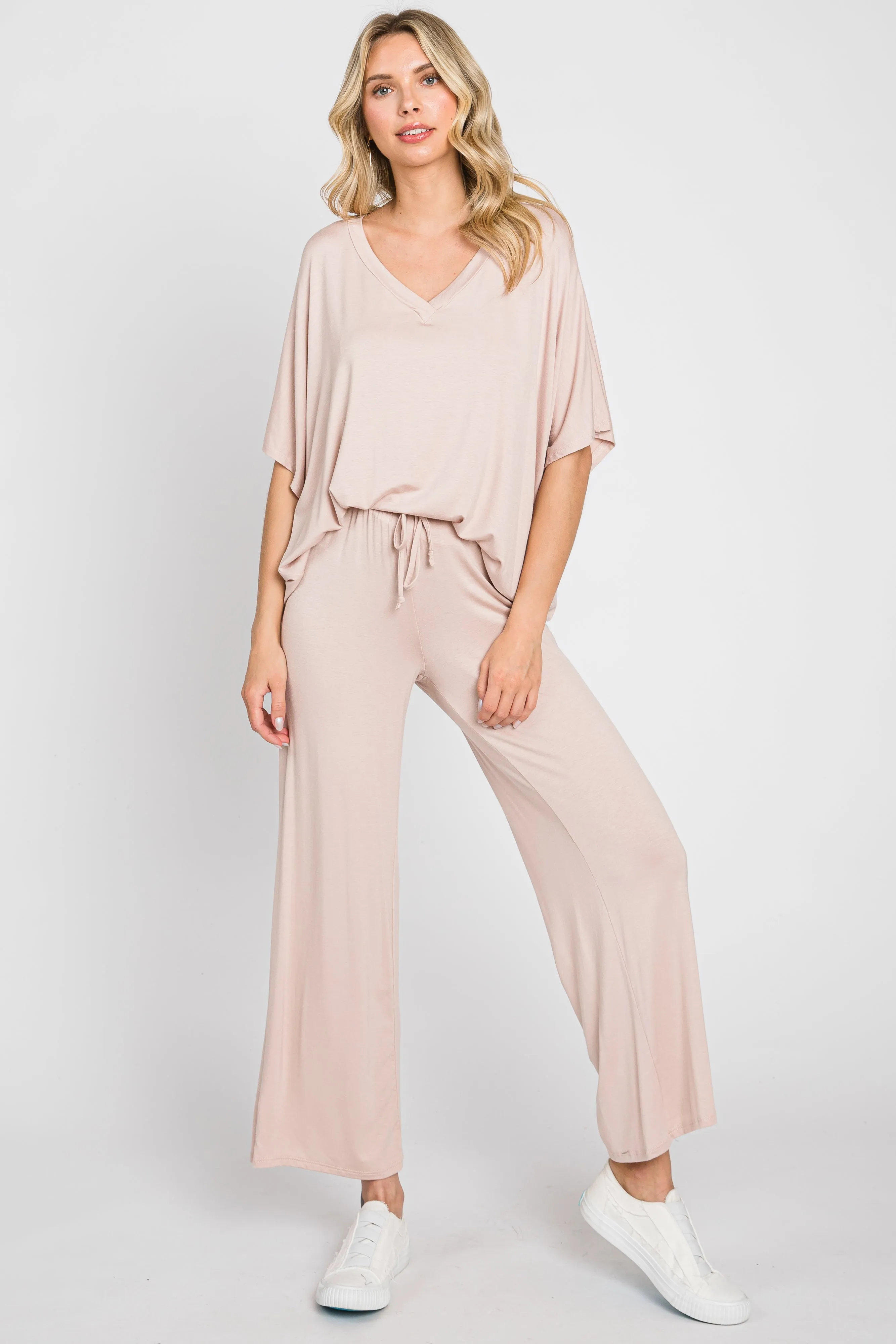 Light Pink Cropped Pant Set