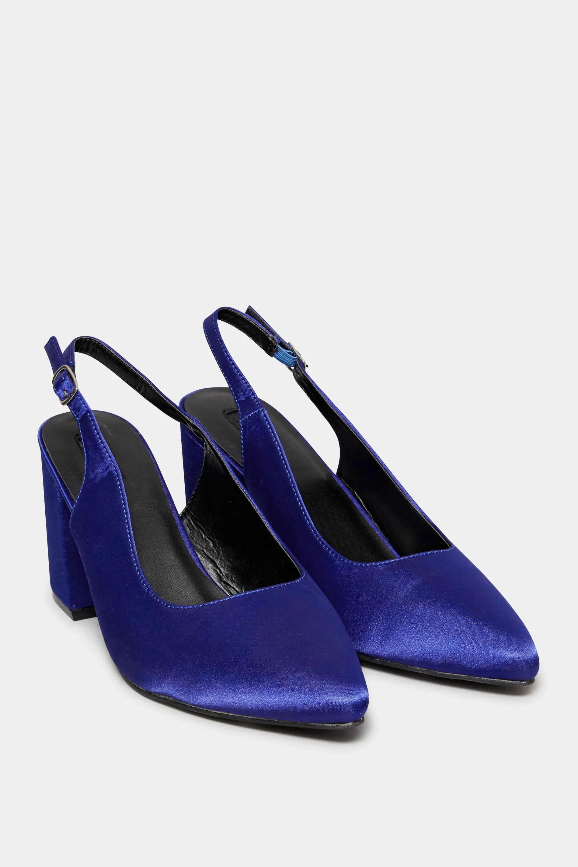 LIMITED COLLECTION Cobalt Blue Pointed Block Heel Court Shoes In Wide E Fit & Extra Wide EEE Fit