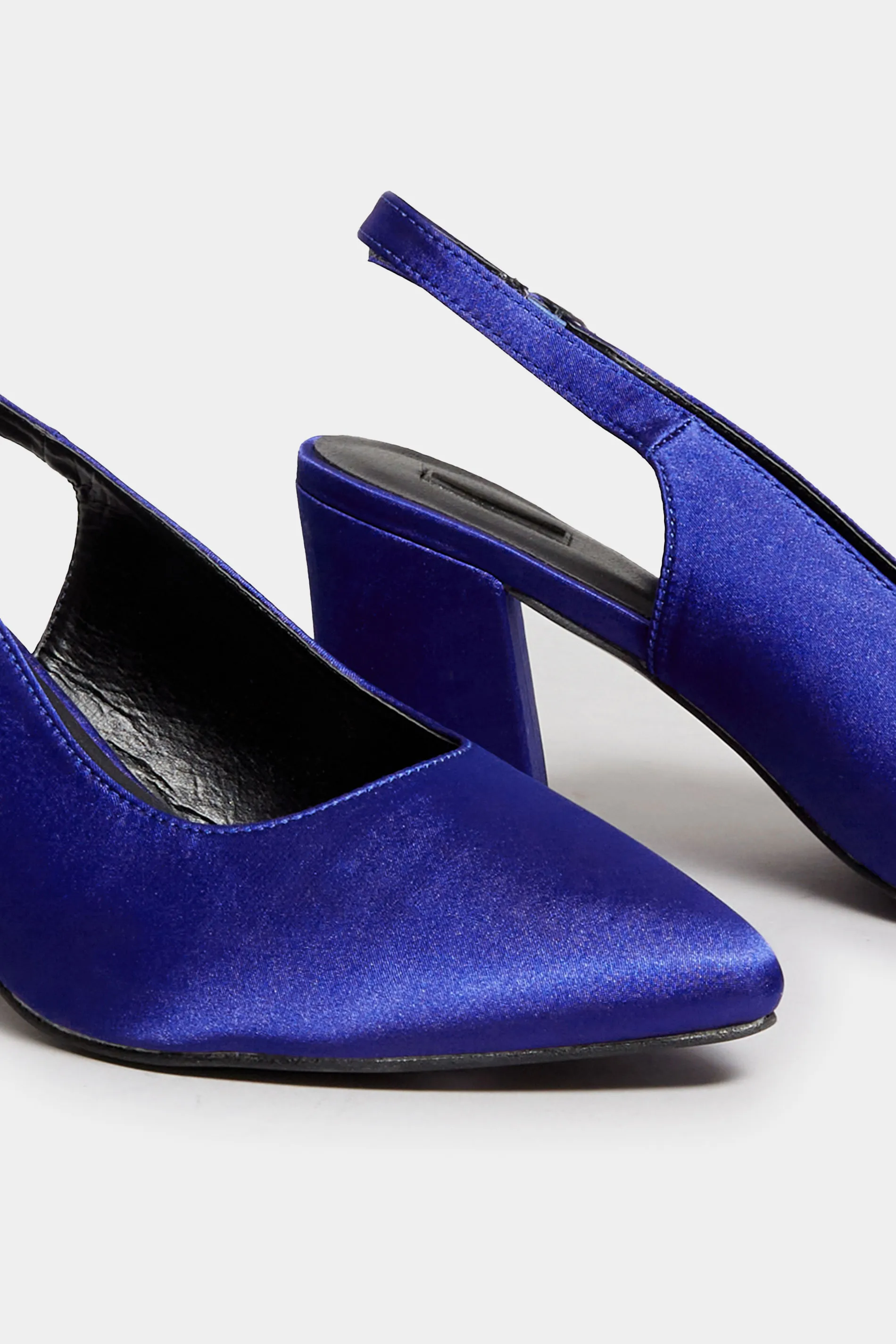 LIMITED COLLECTION Cobalt Blue Pointed Block Heel Court Shoes In Wide E Fit & Extra Wide EEE Fit