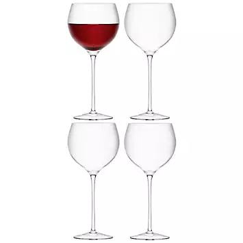 LSA Set of 4 Clear Wine Balloon Glasses 570ml | Kaleidoscope