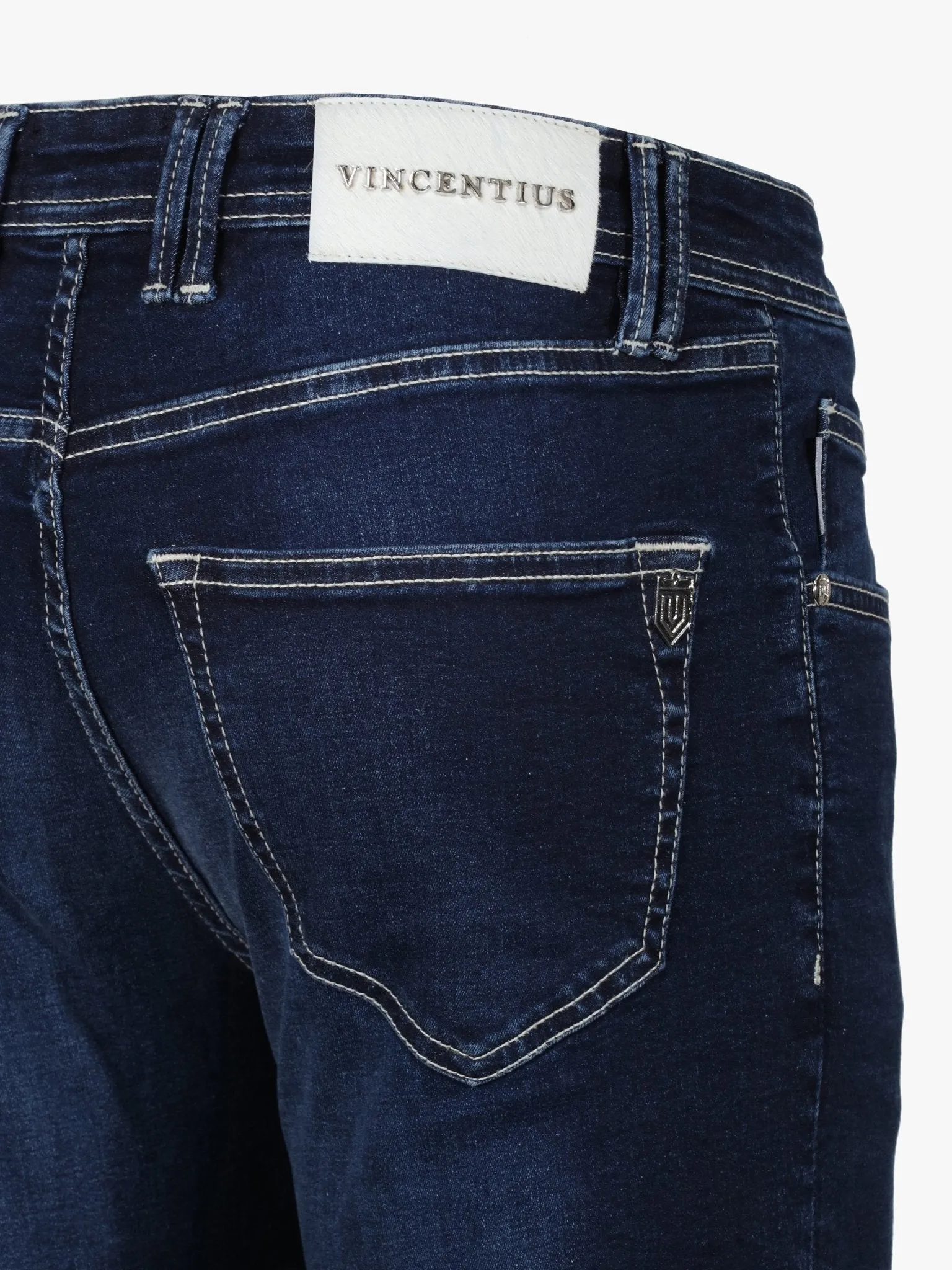 Luxury Edition Tailored Fit Jeans - Mid Blue/White Patch