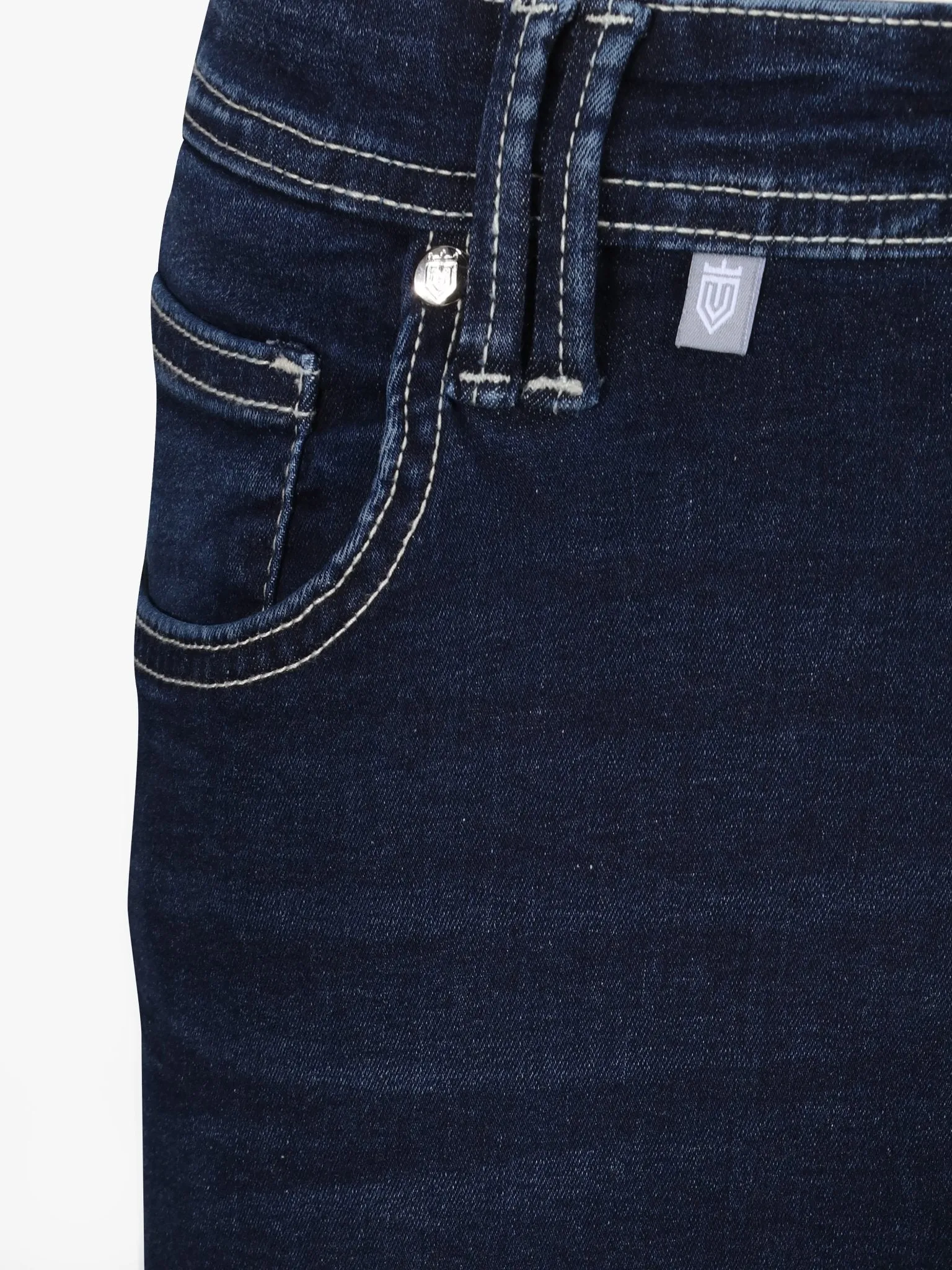 Luxury Edition Tailored Fit Jeans - Mid Blue/White Patch