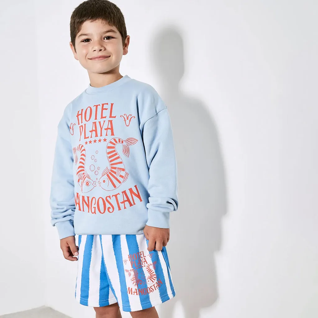 Maison Mangostan Child Shorts Blue And White Stripes