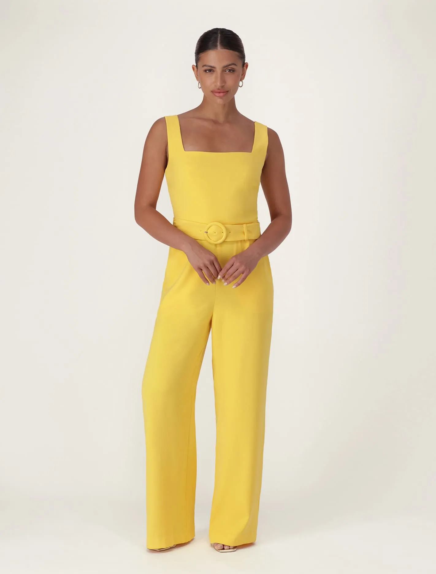 Marie Square Neck Belted Jumpsuit