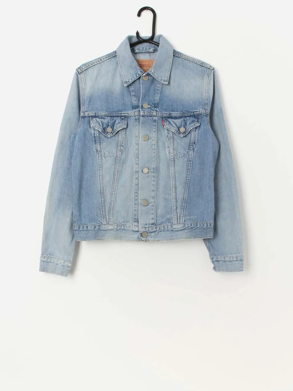 Men’s customised vintage Levis denim jacket, light blue – Small