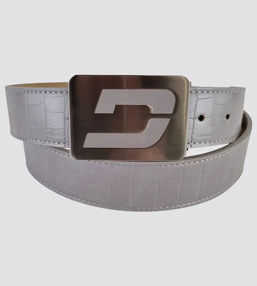 MEN'S CROC GOLF LEATHER BELT - GREY (ONE SIZE FITS ALL)