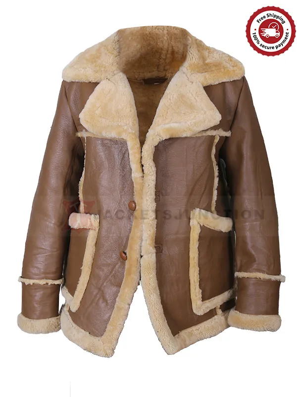 Mens Shearling Sheepskin Leather Coat