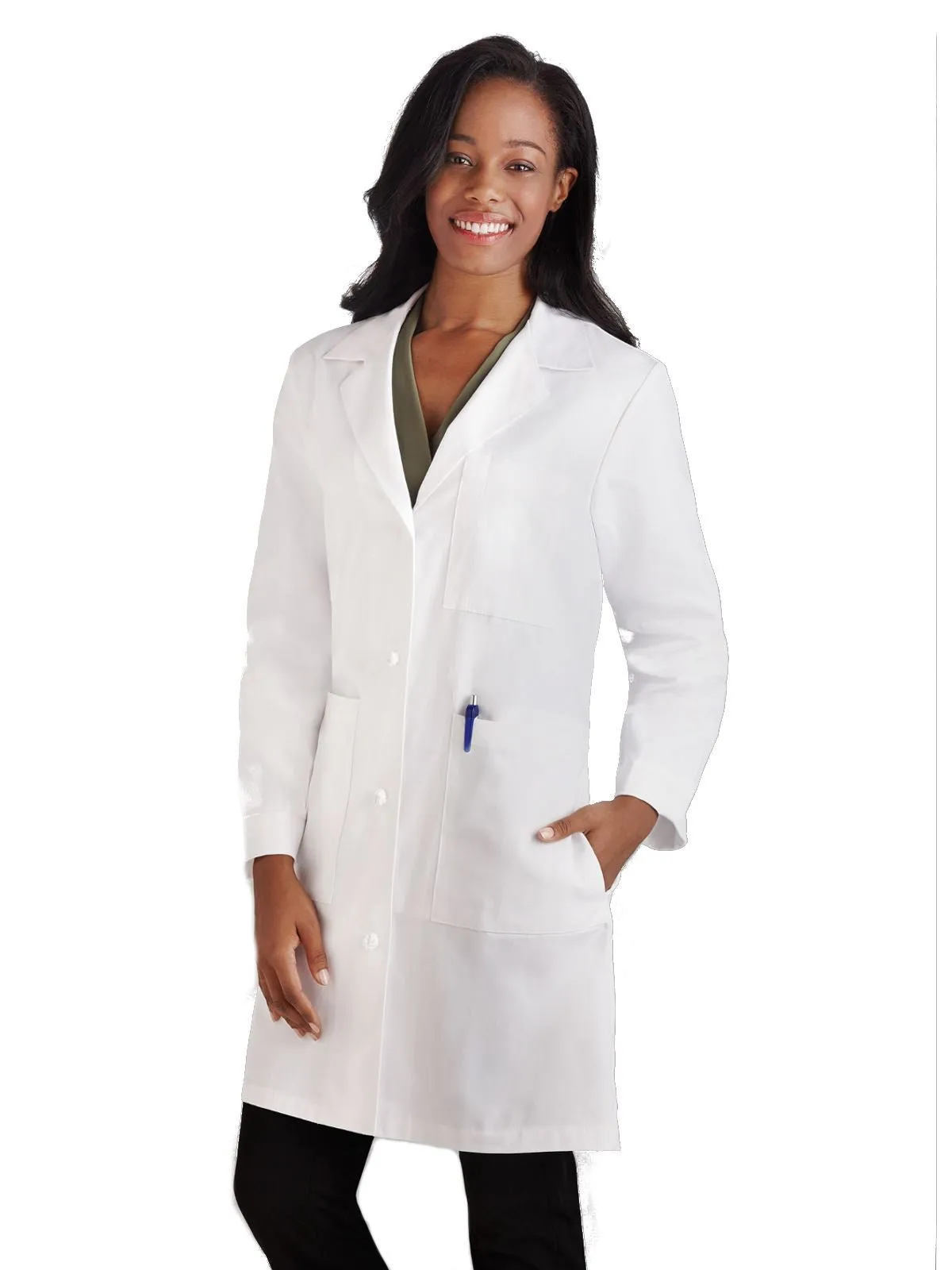 Meta Womens 38 inch Knotted Button Lab Coat 763M