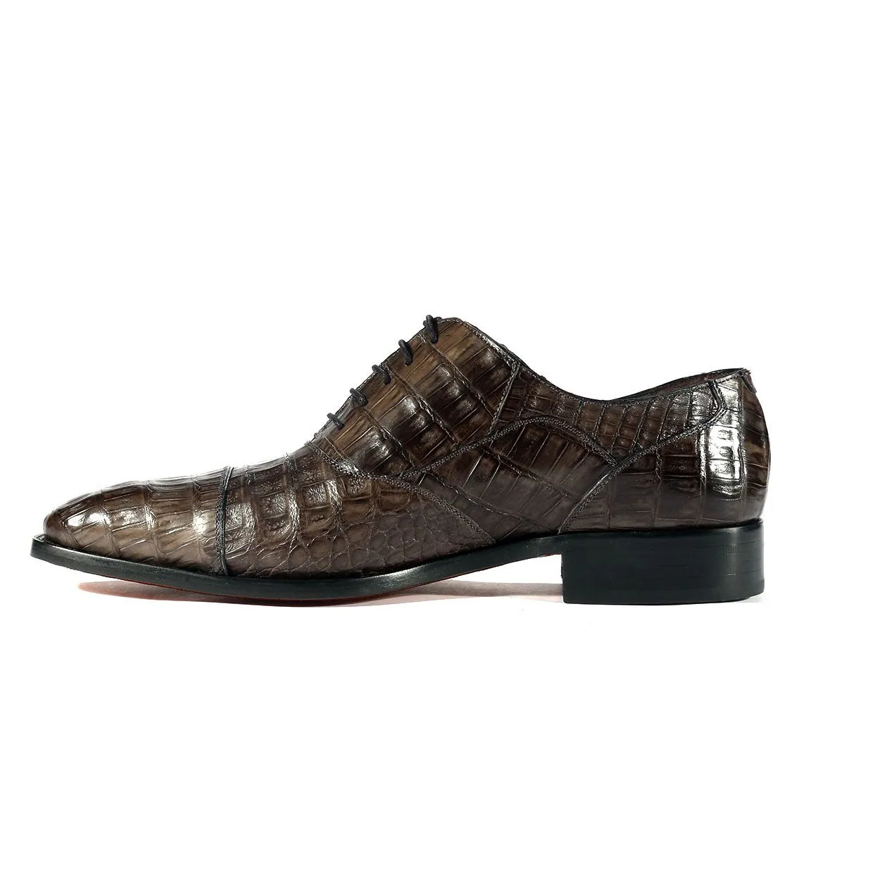 Mezlan 13993-F Dublin Men's Shoes Gray Genuine Crocodile Cap-Toe Oxfords (MZS3321)