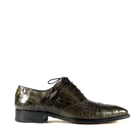 Mezlan 13993-F Dublin Men's Shoes Gray Genuine Crocodile Cap-Toe Oxfords (MZS3321)