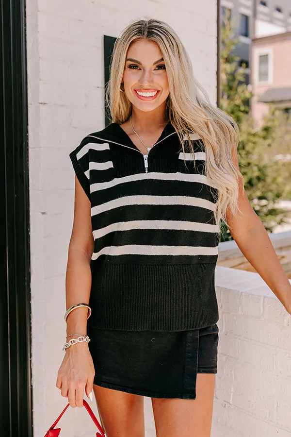 Midnight Dreams Stripe Sweater Vest In Black