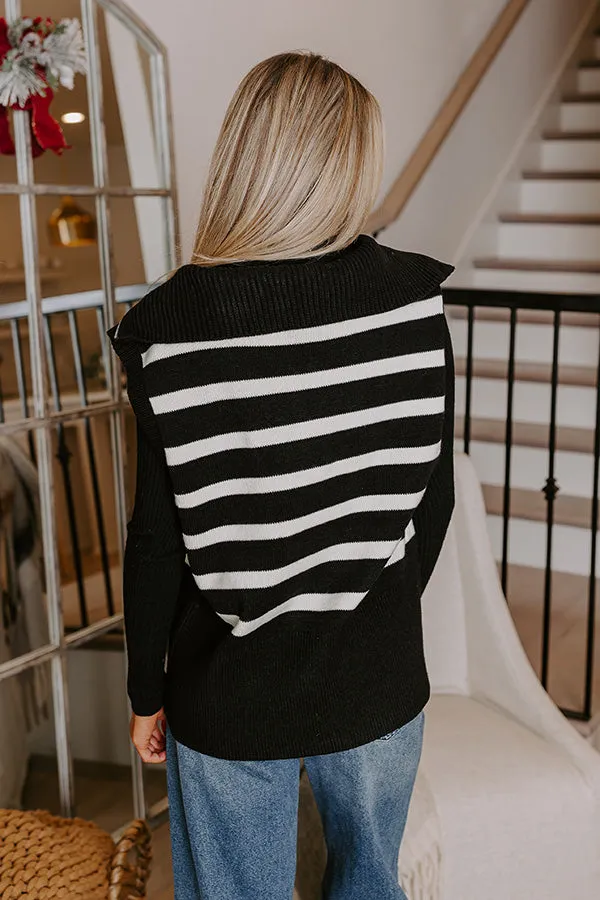 Midnight Dreams Stripe Sweater Vest In Black