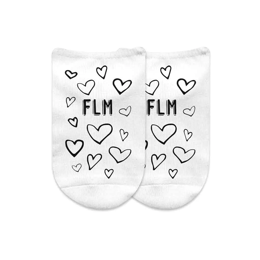 Monogrammed Socks with a Face and Heart Design