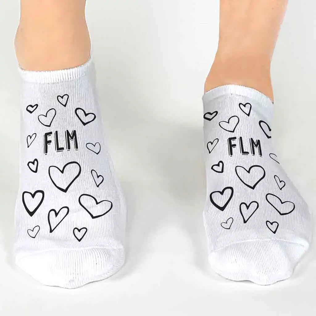 Monogrammed Socks with a Face and Heart Design