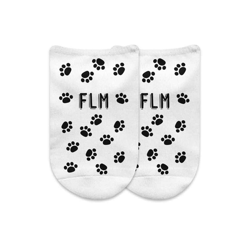 Monogrammed Socks with a Pet's Face and Paw Prints