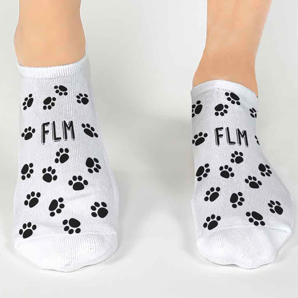 Monogrammed Socks with a Pet's Face and Paw Prints