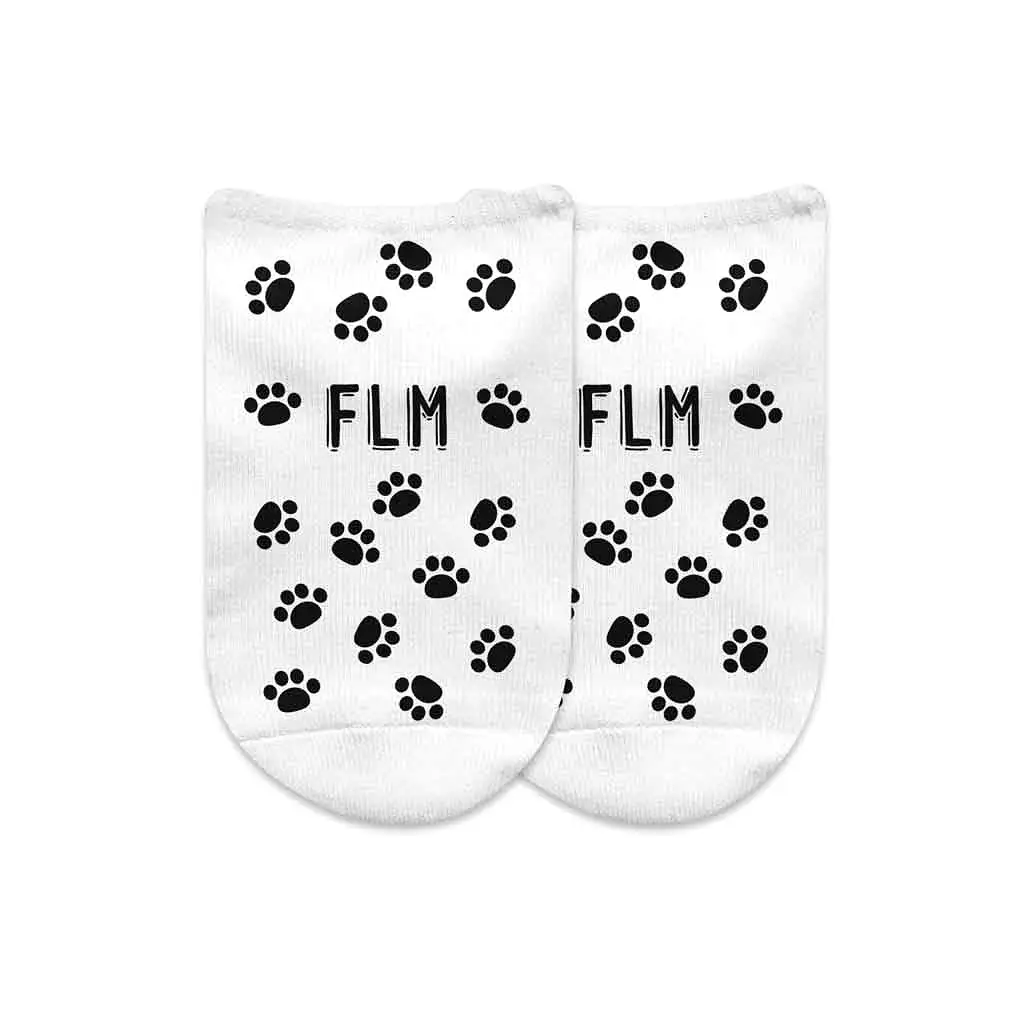 Monogrammed Socks with a Pet's Face and Paw Prints