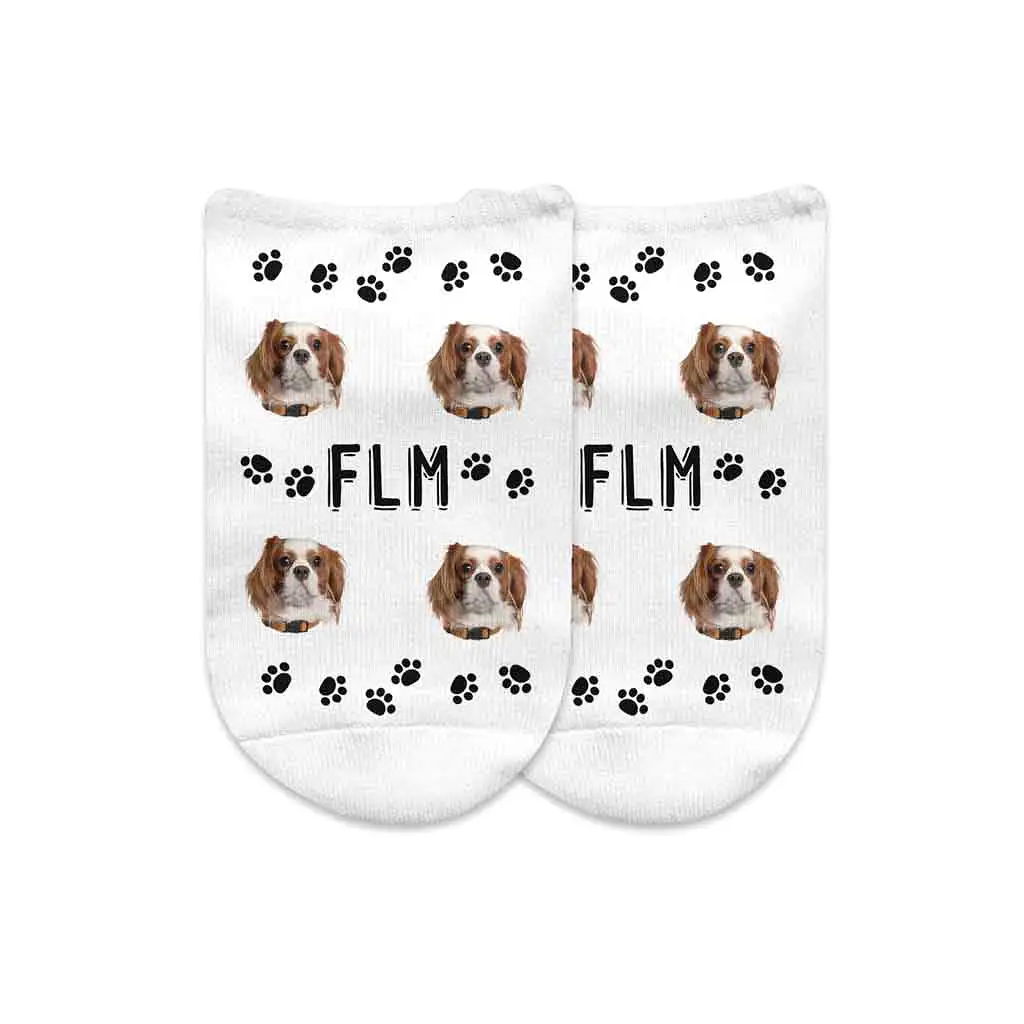 Monogrammed Socks with a Pet's Face and Paw Prints