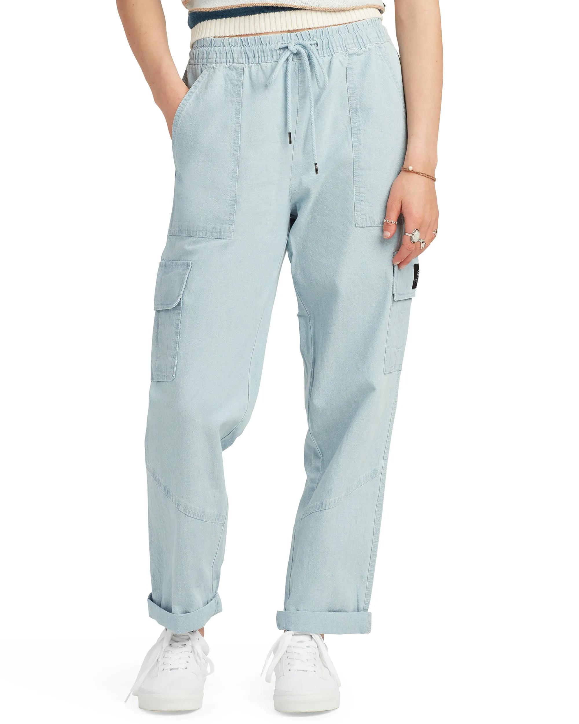 Monroe Mid-Rise Cargo Pant - Light Wash